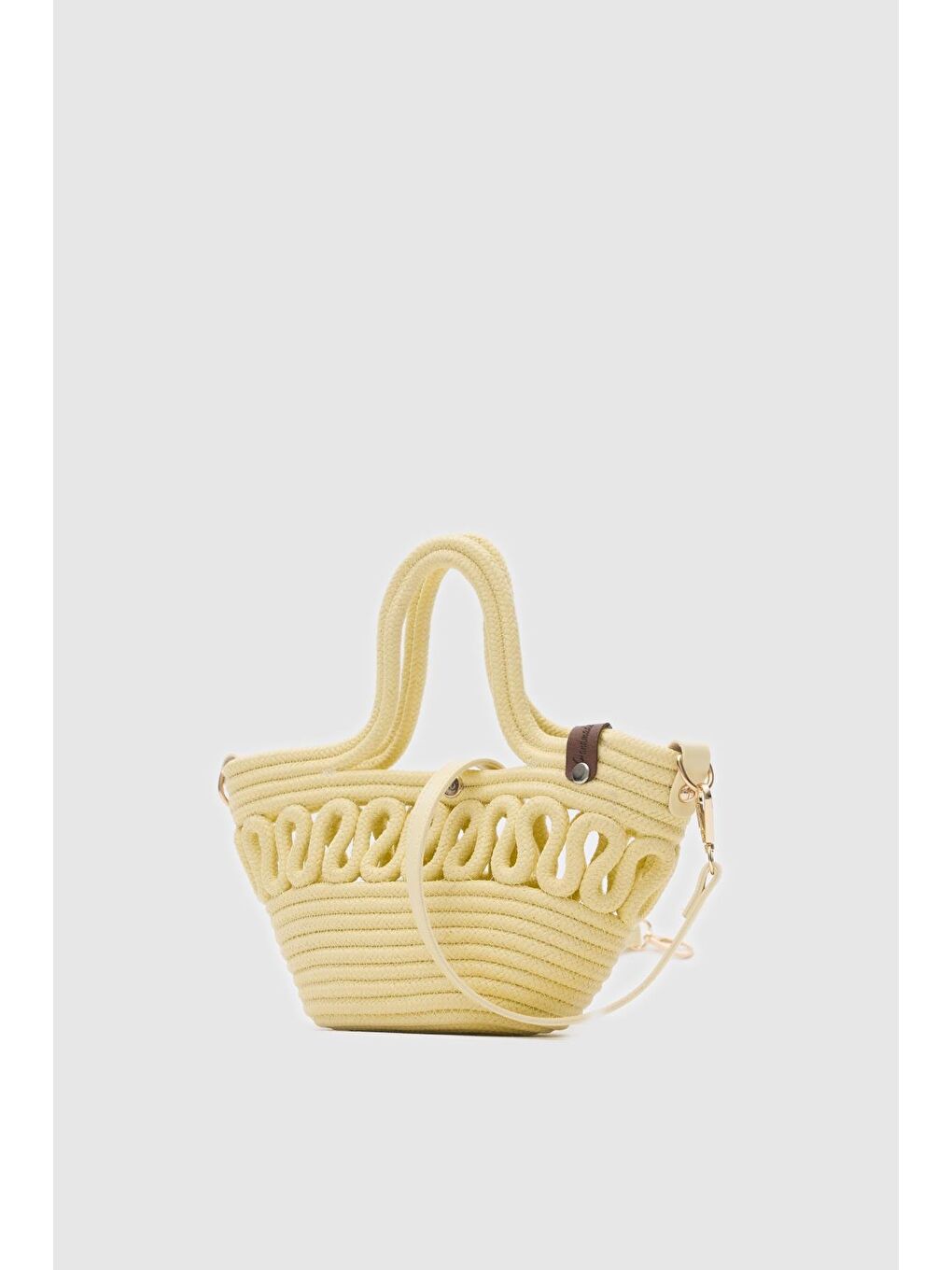 Ortega Handmade Mini Hasır Çapraz Çanta Sarı-4