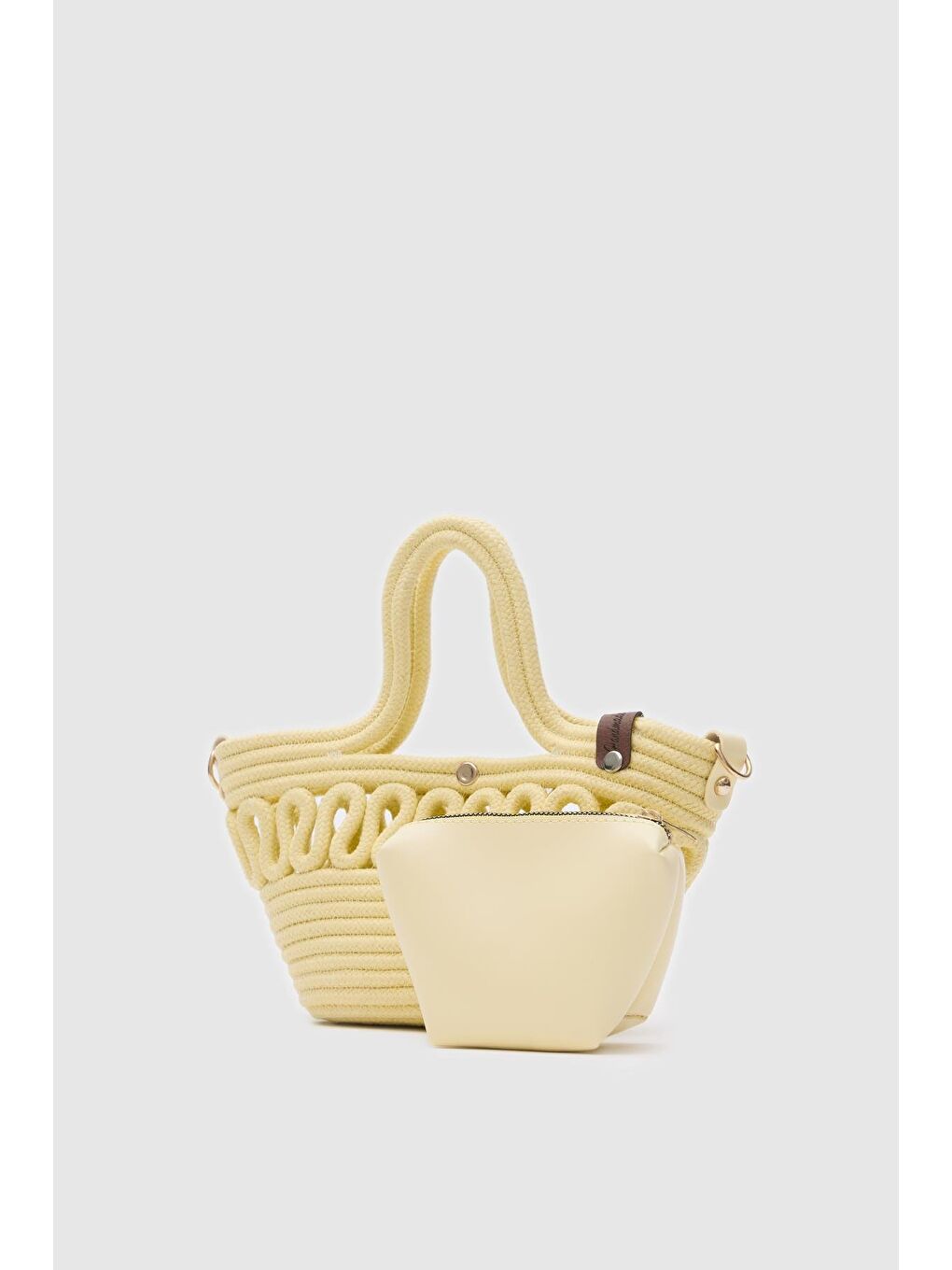 Ortega Handmade Mini Hasır Çapraz Çanta Sarı-5