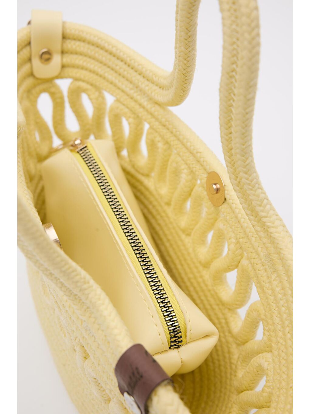 Ortega Handmade Mini Hasır Çapraz Çanta Sarı-6