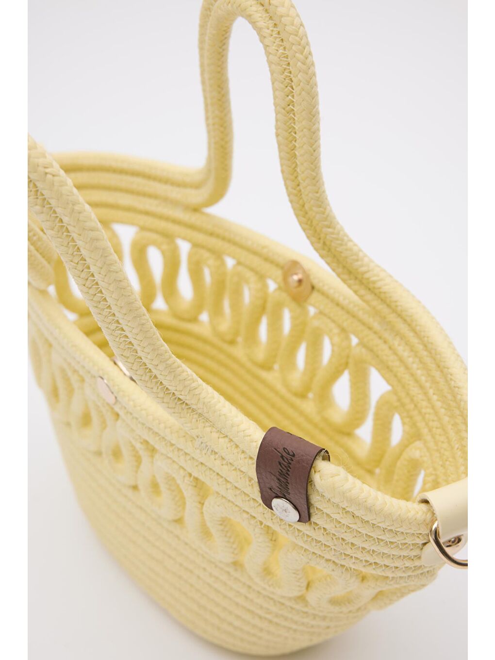 Ortega Handmade Mini Hasır Çapraz Çanta Sarı-7