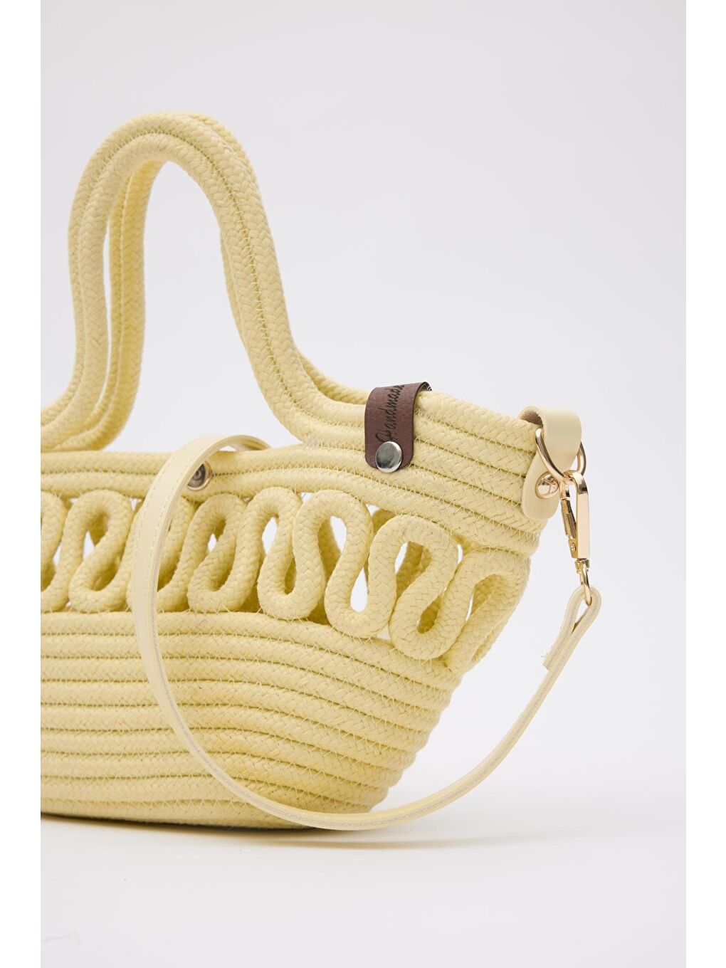 Ortega Handmade Mini Hasır Çapraz Çanta Sarı-8