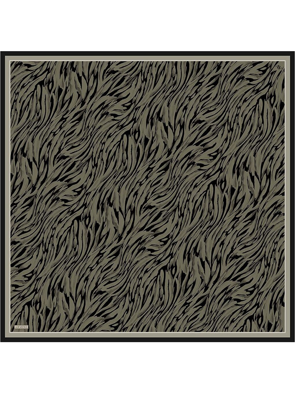 Kahverengi Klasik Desenli Saf İpek Twill Eşarp 9435D 40-3