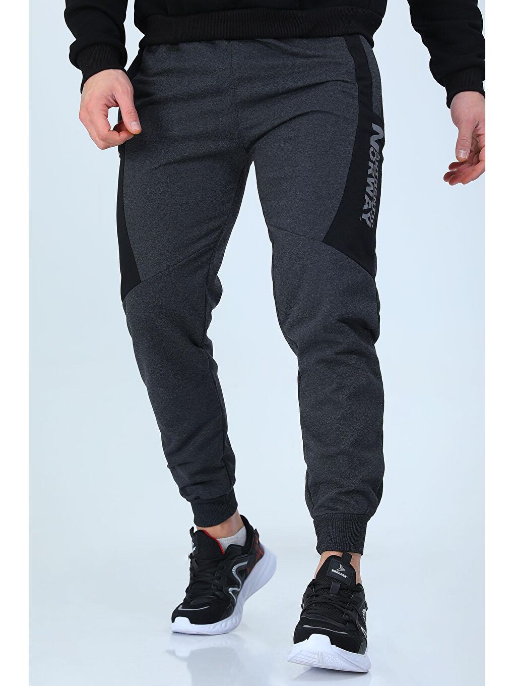 Antrasit Ribanalı Joger Erkek Eşofman Altı-2