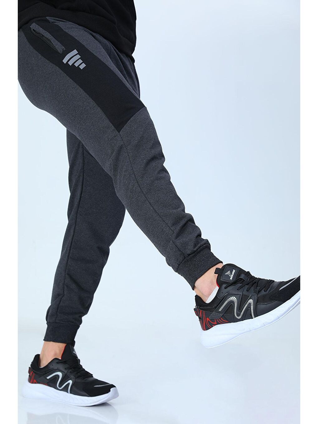 Antrasit Ribanalı Joger Erkek Eşofman Altı-3