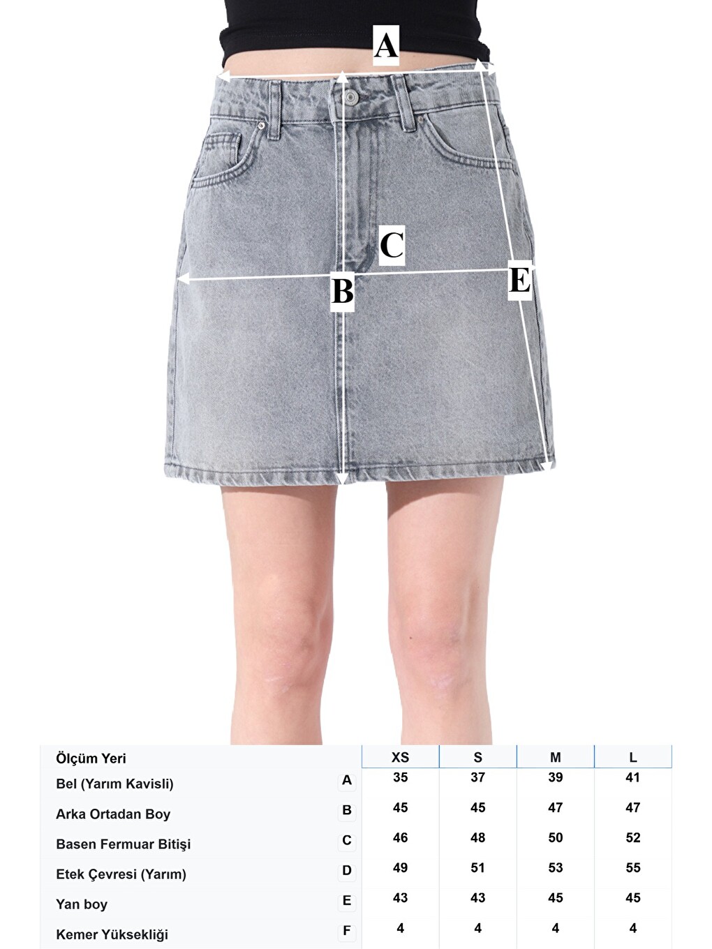 Gri %100 Pamuk 5 cep denim Jean Kadın Jean mini etek @Latina-4