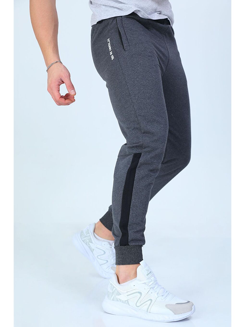 Antrasit Ribanalı Joger Erkek Eşofman Altı-2