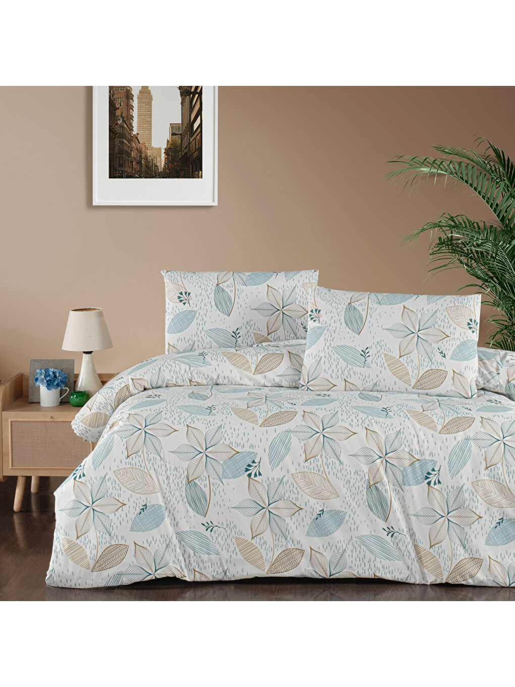 Beyaz Home Brena Çift Kişilik Nevresim Takımı-4 Parça