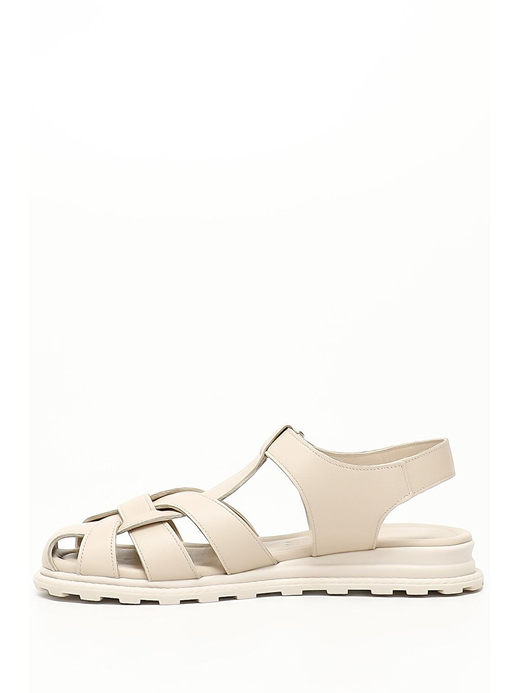 Bej BEJ  Hakiki Deri Dolgu Taban Kadın Sandalet 45055-2