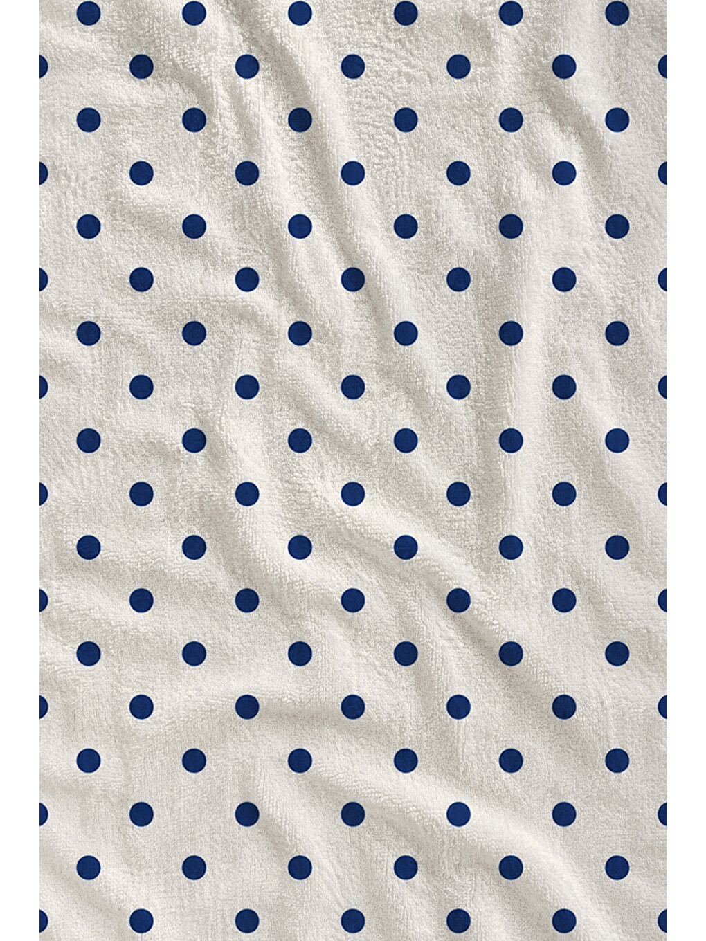 Minimal Lacivert Puantiyeli Beyaz Zemin Desenli 70x150 Plaj Havlusu - Pamuklu Banyo Havlusu-1