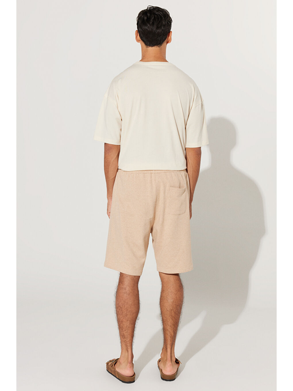Kahverengi Erkek Sütlü Kahve Standart Fit Normal Kesim %100 Pamuk Cepli Şort-6