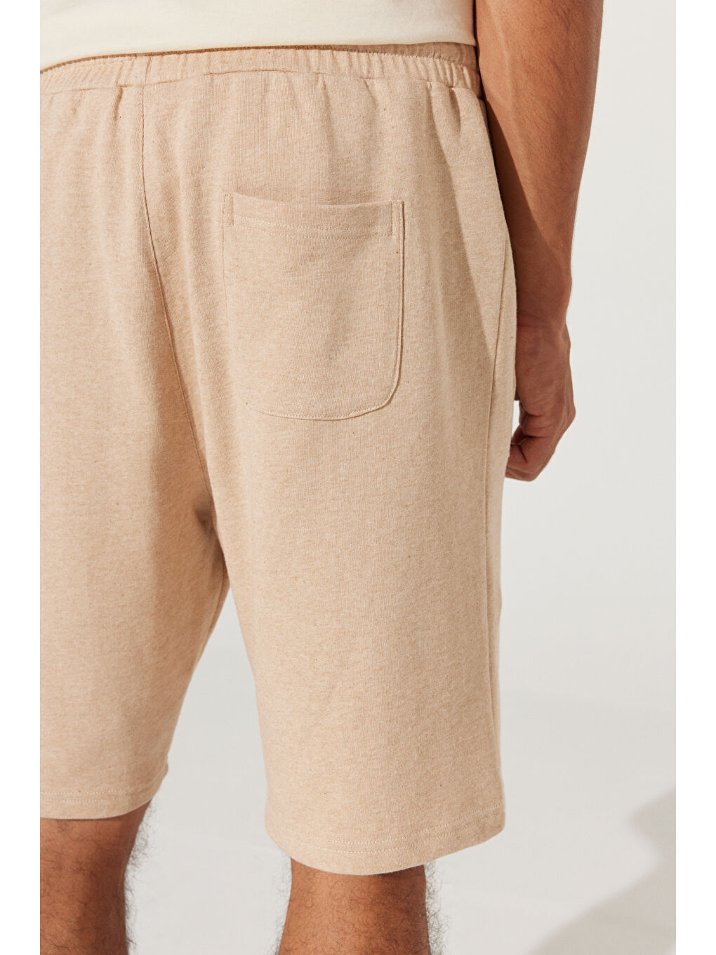 Kahverengi Erkek Sütlü Kahve Standart Fit Normal Kesim %100 Pamuk Cepli Şort-7