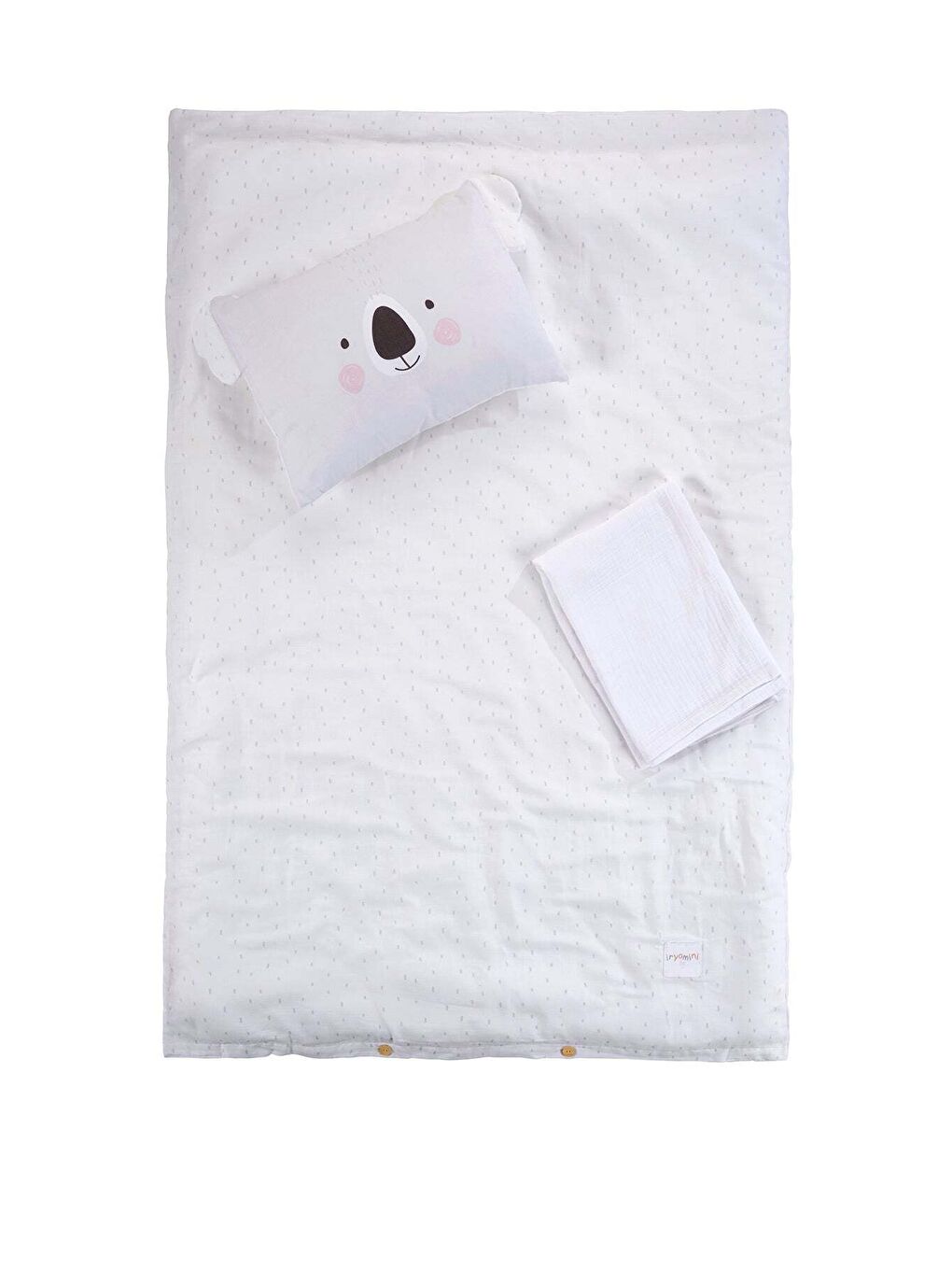 Beyaz Tiny Koala Organik Pamuk Müslin Çocuk Nevresim Takımı-1