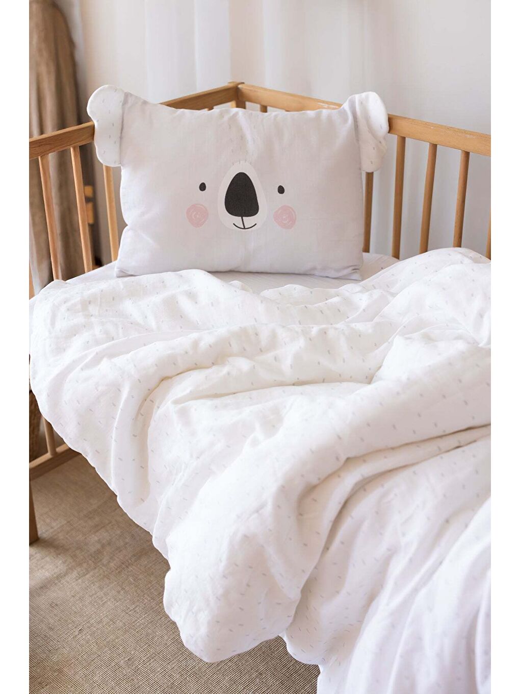 Beyaz Tiny Koala Organik Pamuk Müslin Çocuk Nevresim Takımı-2