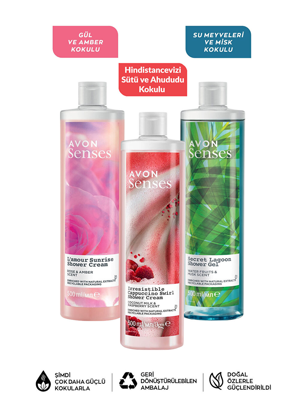 Gül Amber Misk Hindistan Cevizi ve Böğürtlen Kokulu Duş Jeli Paketi-1