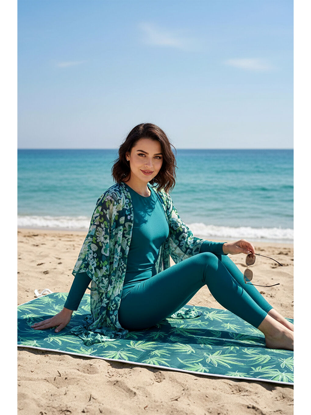 Yeşil Katlanabilir Su Geçirmez Plaj Halısı Kamp Bahçe Balkon Matı 01 Çınar-4