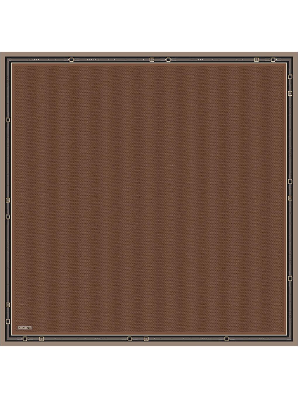 Kahverengi Monogram Desenli Saf İpek Twill Eşarp 9401D 38-2