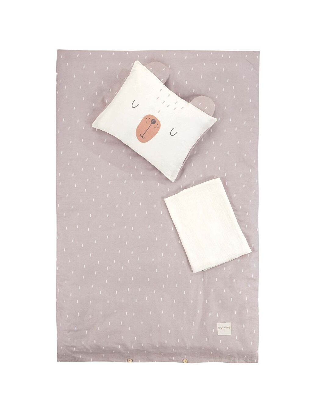 Tiny Bear Organik Pamuk Müslin Çocuk Nevresim Takımı Bej-1