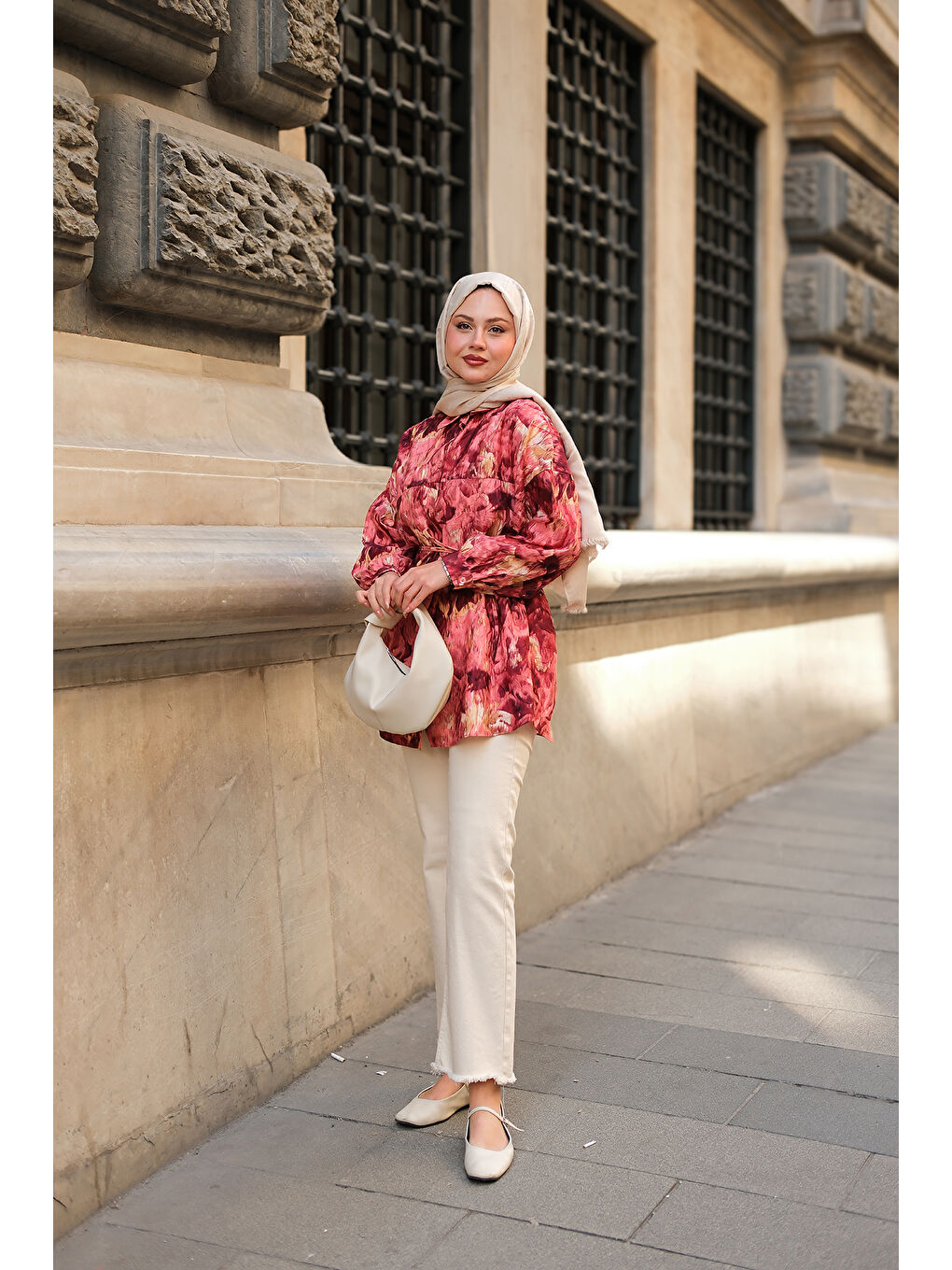 Kahverengi Kadın Nara Taşlanmış Oversize Gömlek Kiremit-3