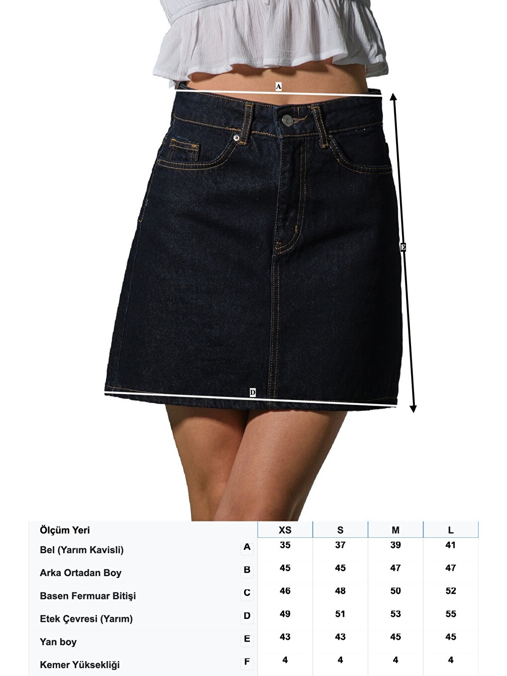 Lacivert %100 Pamuk 5 cep denim Jean Kadın Jean mini etek @Latina-2