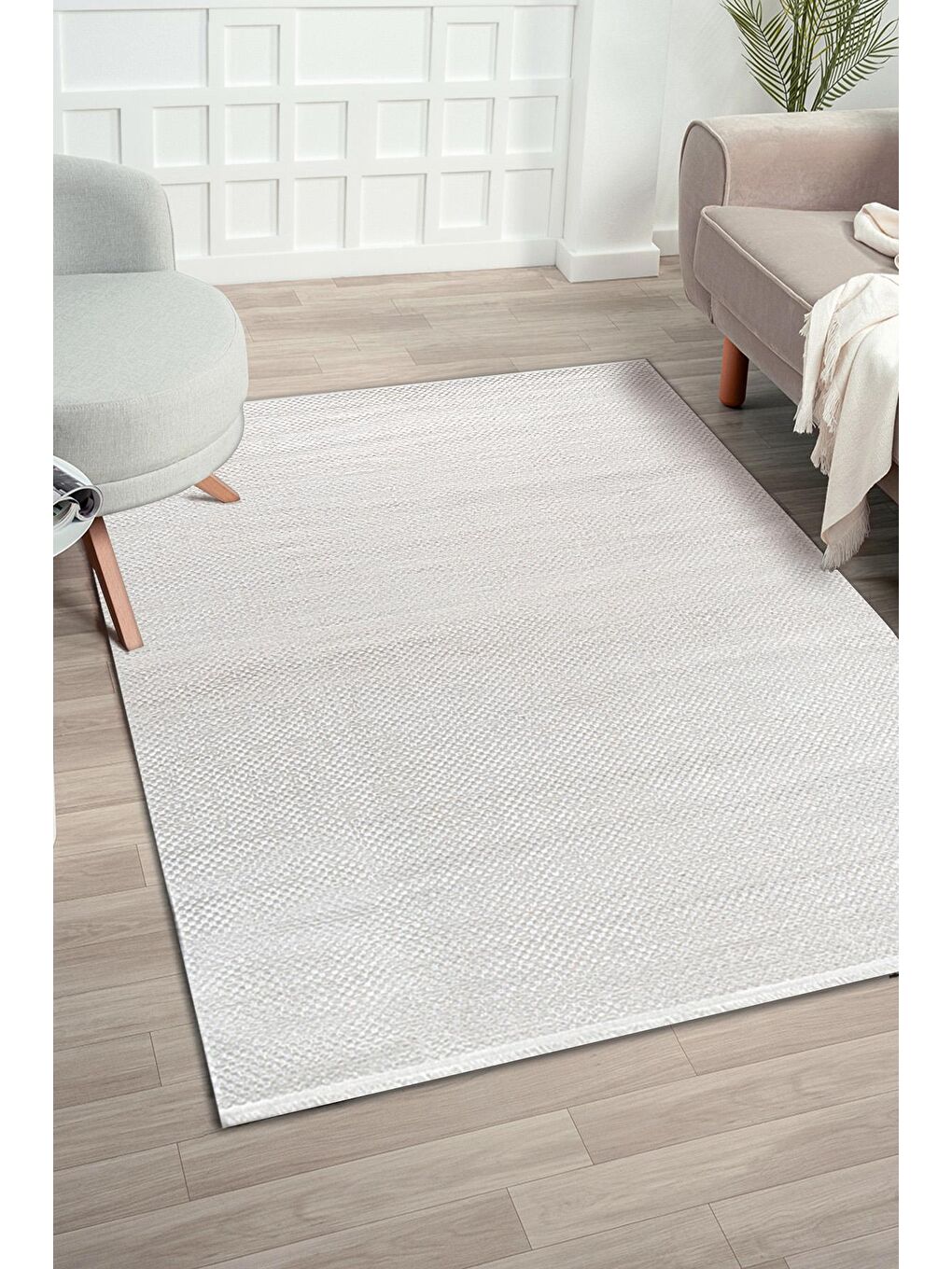 Beyaz Mirissa 9413 Akrilik Dokuma Halı Salon Oturma Odası Halısı-80x150