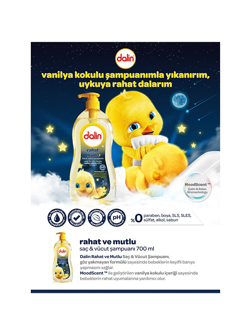 Vanilya Kokulu Rahat Ve Mutlu Bebek Şampuanı 700 ml-1