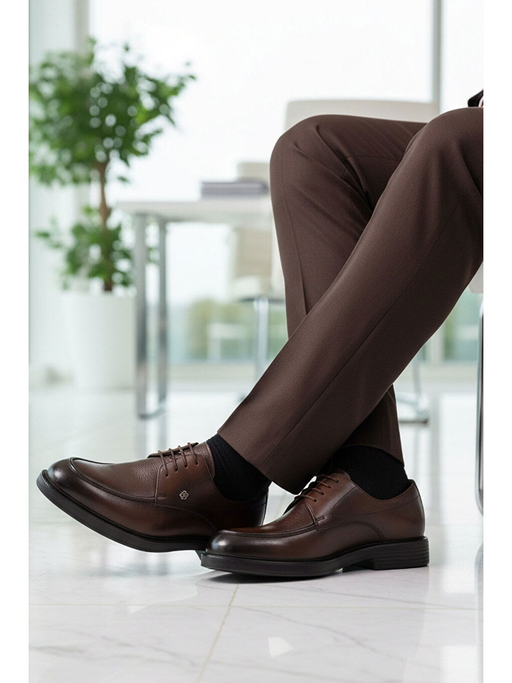 Kahverengi Kahve Hakiki Deri Erkek Casual Ayakkabı 618 M-2