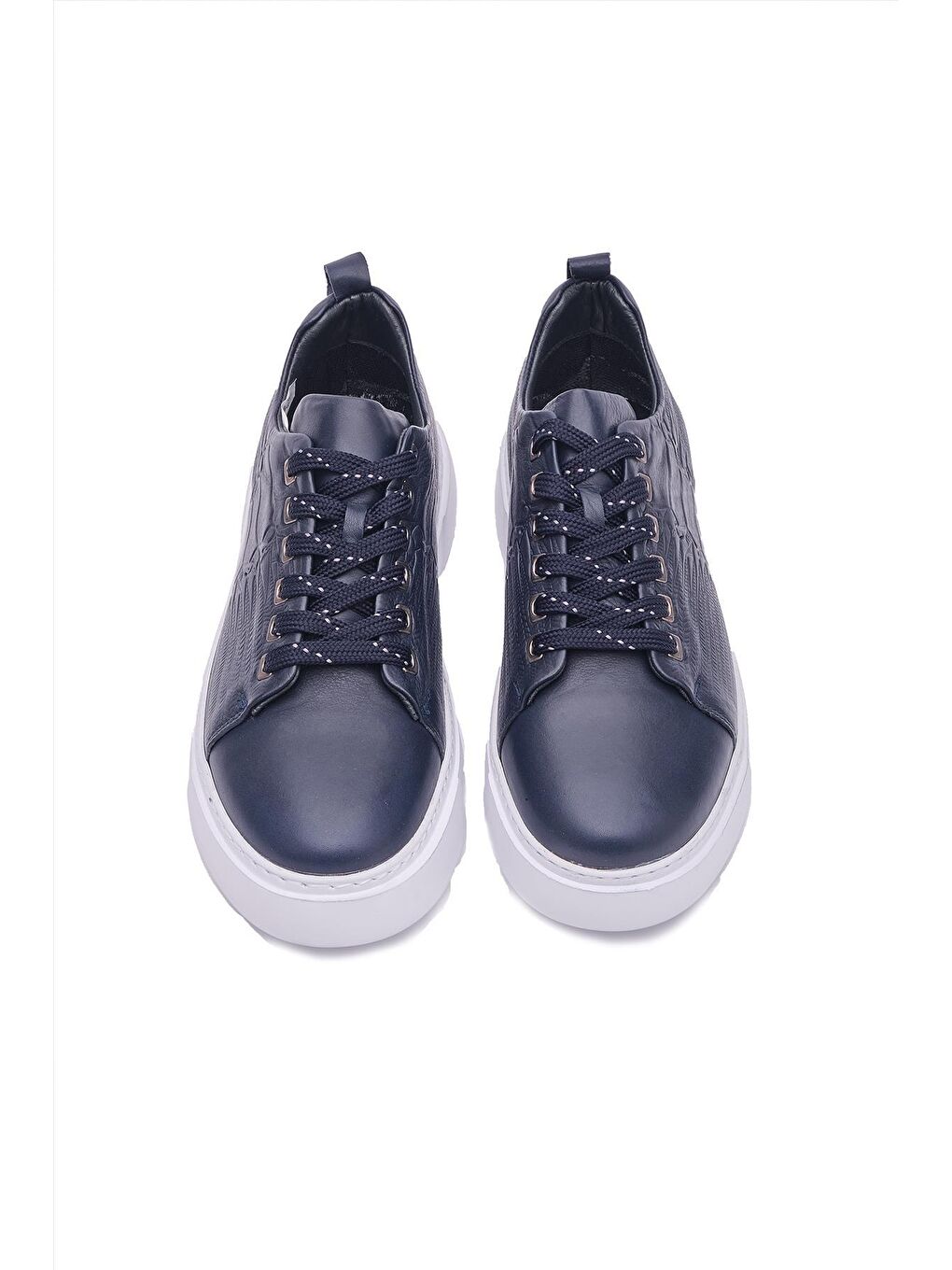 Lacivert 573184 Hakiki Deri Bağcıklı Günlük Sneaker Erkek-2