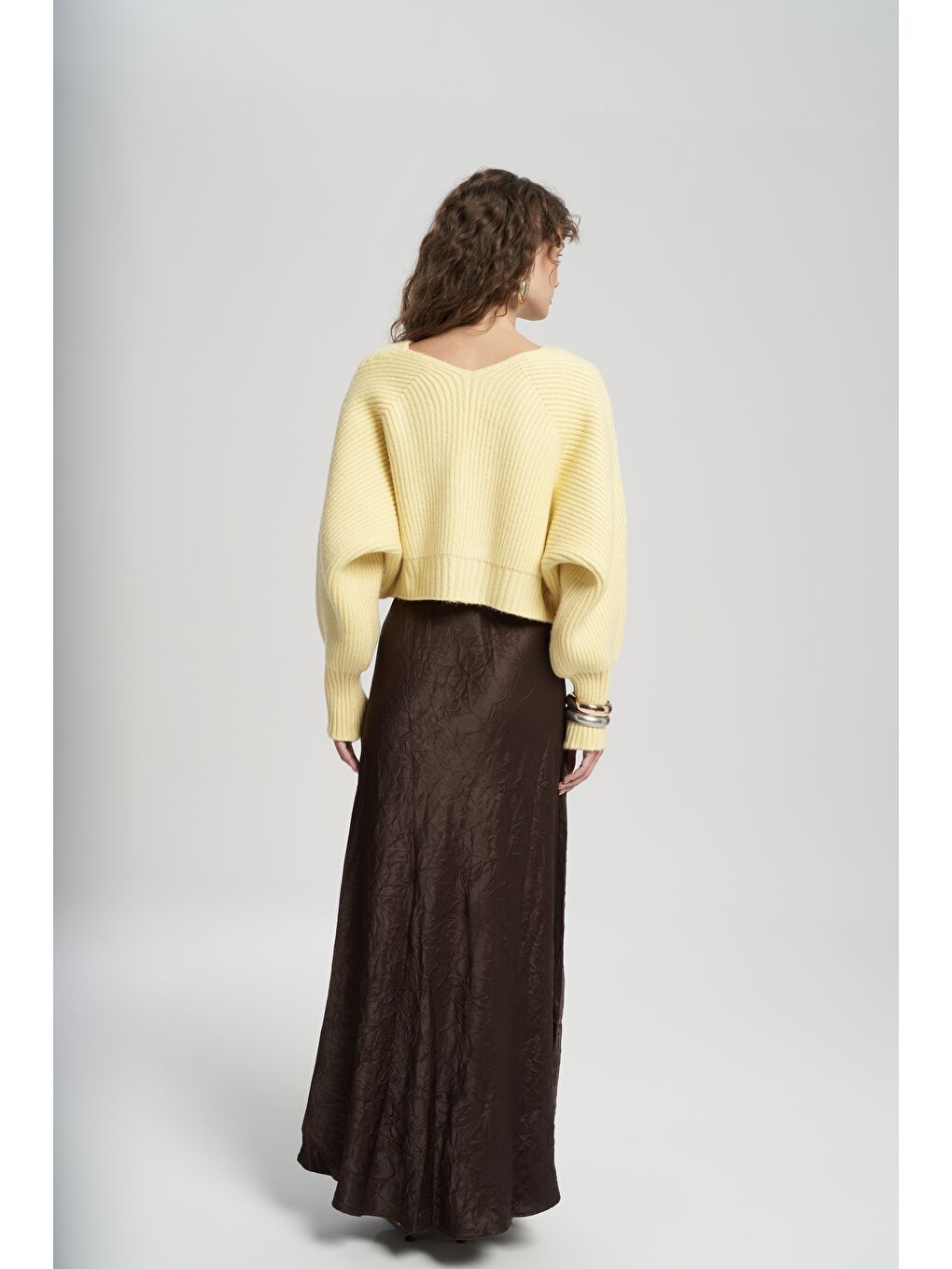 Luna Metal Detay Sarı Kısa Triko Hırka-4