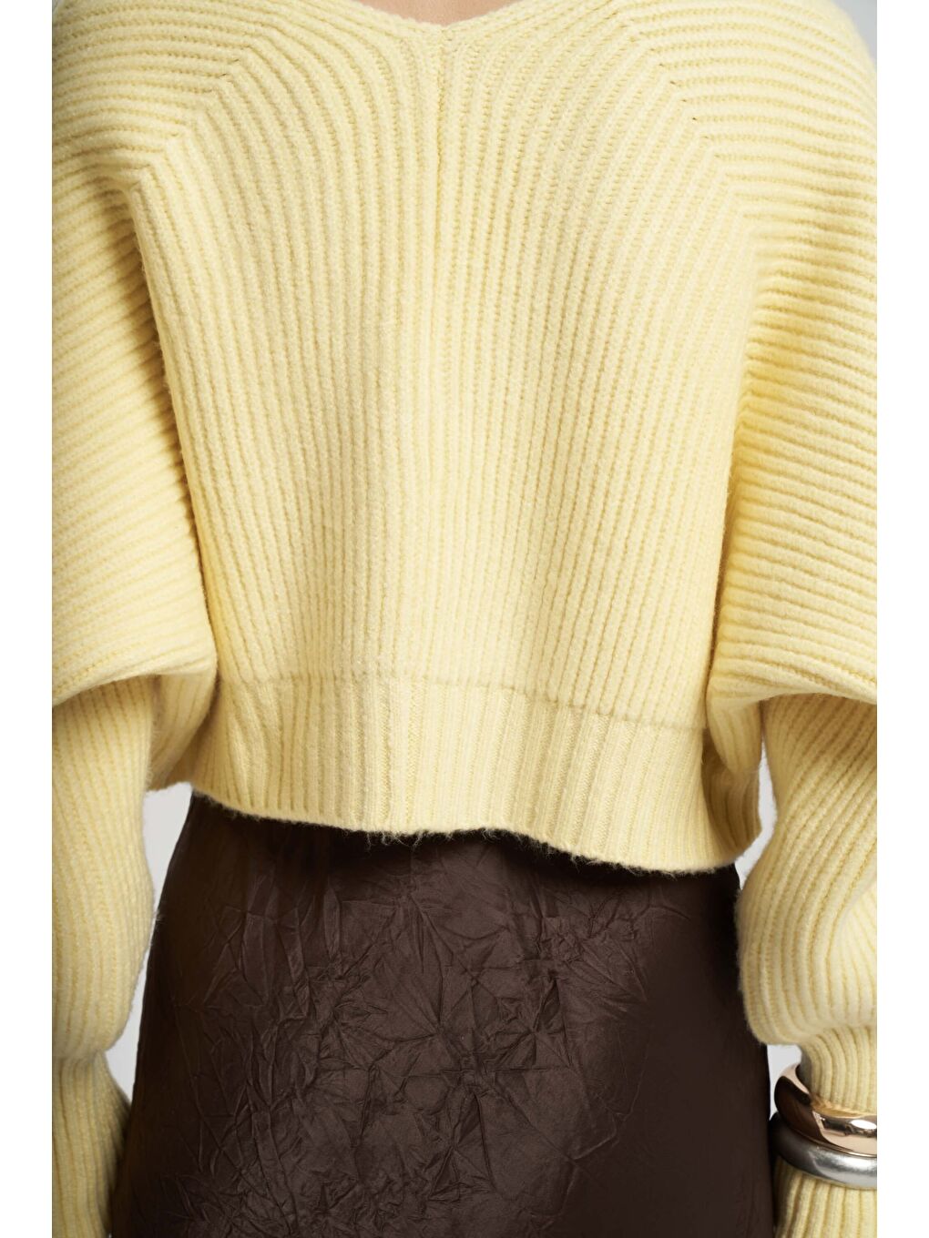 Luna Metal Detay Sarı Kısa Triko Hırka-7