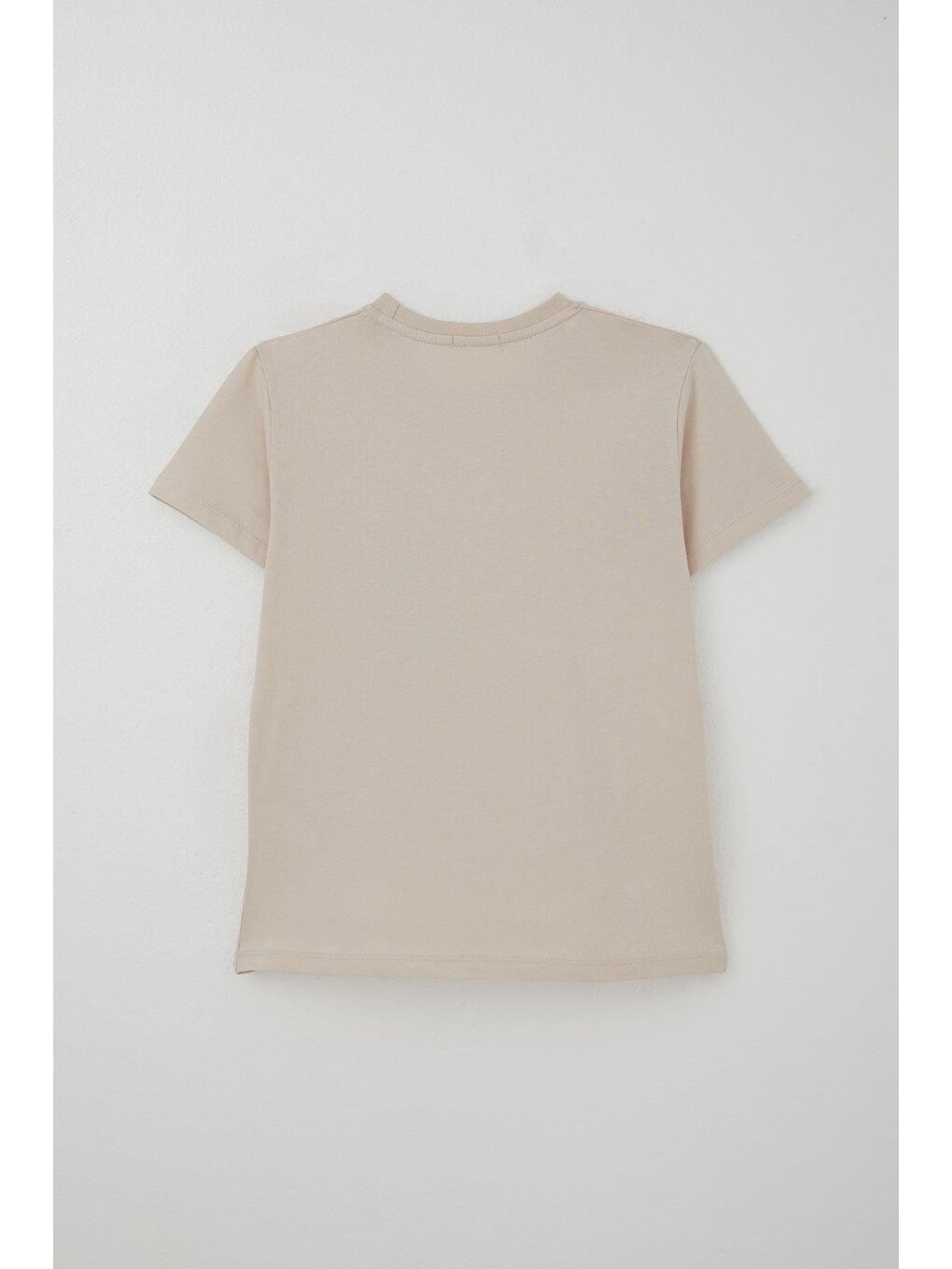 Erkek Çocuk Şortlu Takım Püskürtme Boya Desenli Yazı Baskılı Bej (5-10 Yaş)-3