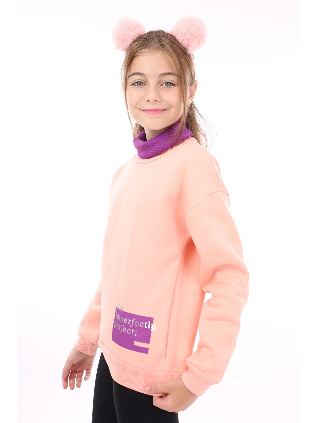 Pembe Kız Çocuk Baskılı Sweatshirt