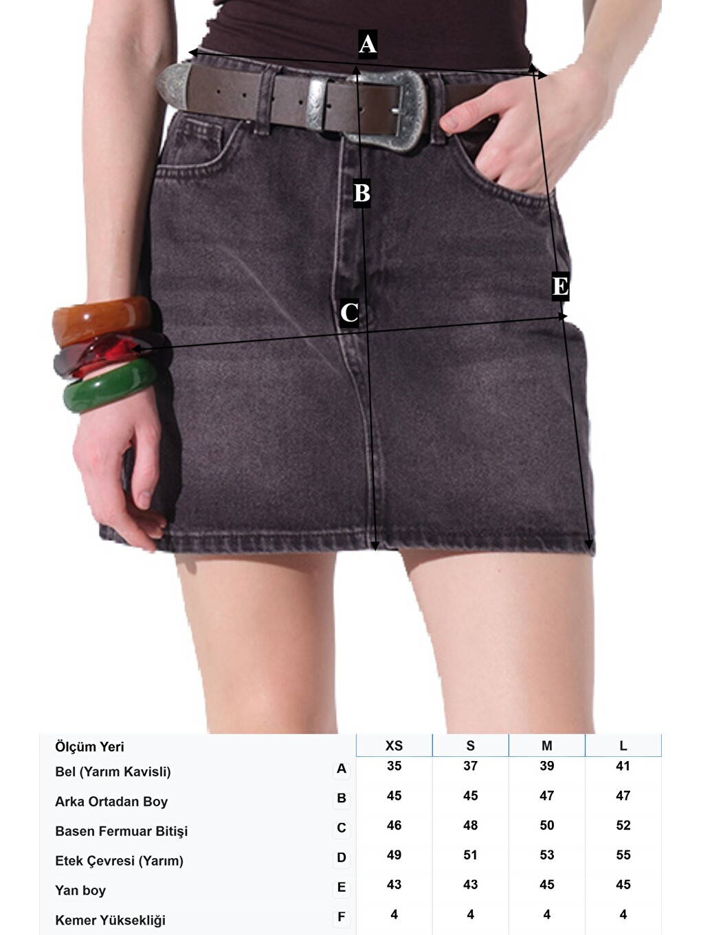 Kahverengi %100 Pamuk 5 cep denim Jean Kadın Jean mini etek @Latina-2