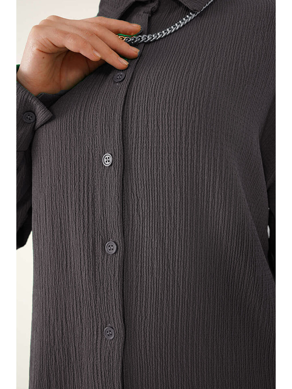 T5858 Örme Tesettür İkili Takım - Antrasit-1