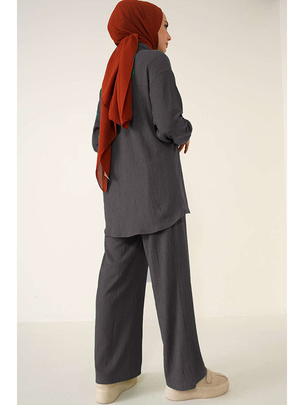 T5858 Örme Tesettür İkili Takım - Antrasit-2