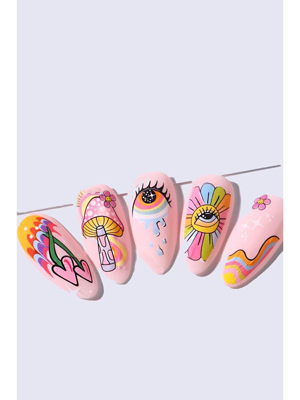 New Obsessions Mor Retro Hippie Desenli Tırnak Stickerı  Nail Art Süsü