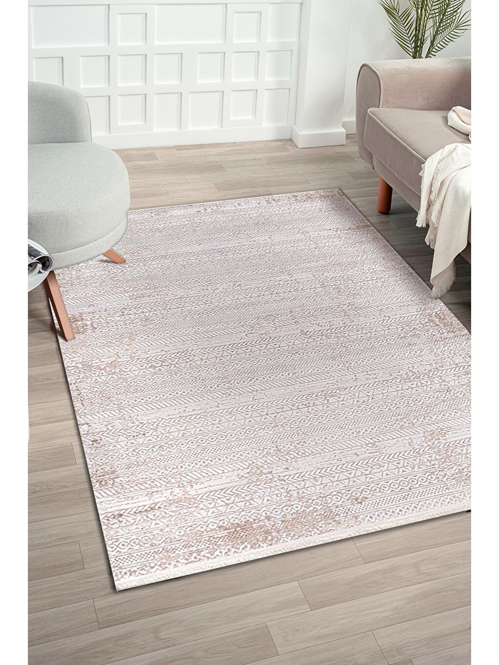 Bej Mirissa 9412 Akrilik Dokuma Halı Salon Oturma Odası Halısı-160x230