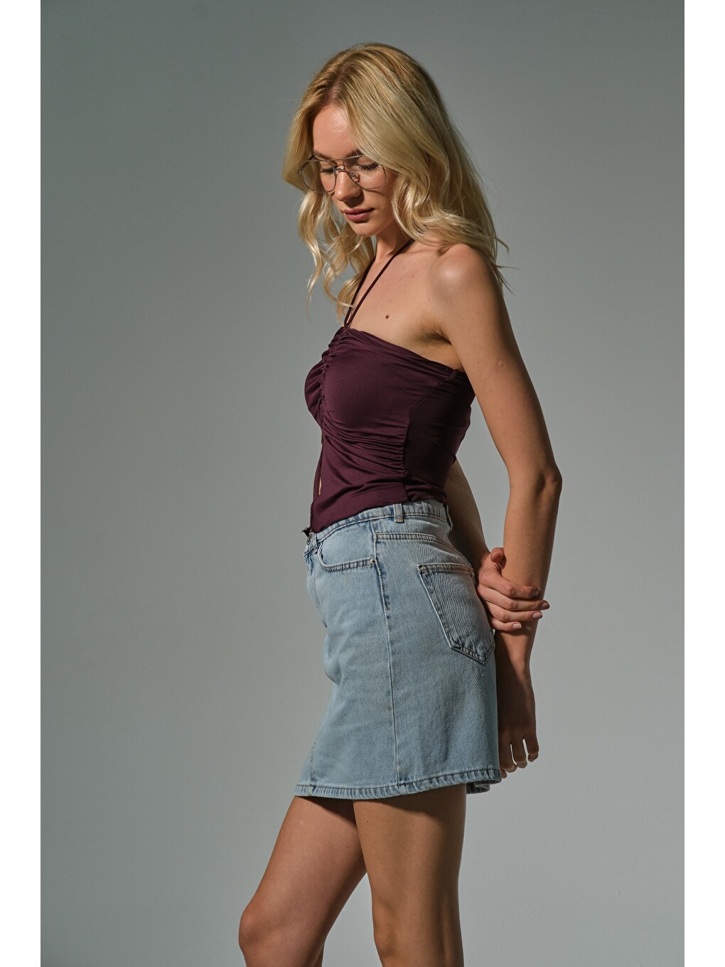 Beyaz %100 Pamuk 5 cep denim Jean Kadın Jean mini etek @Latina-1