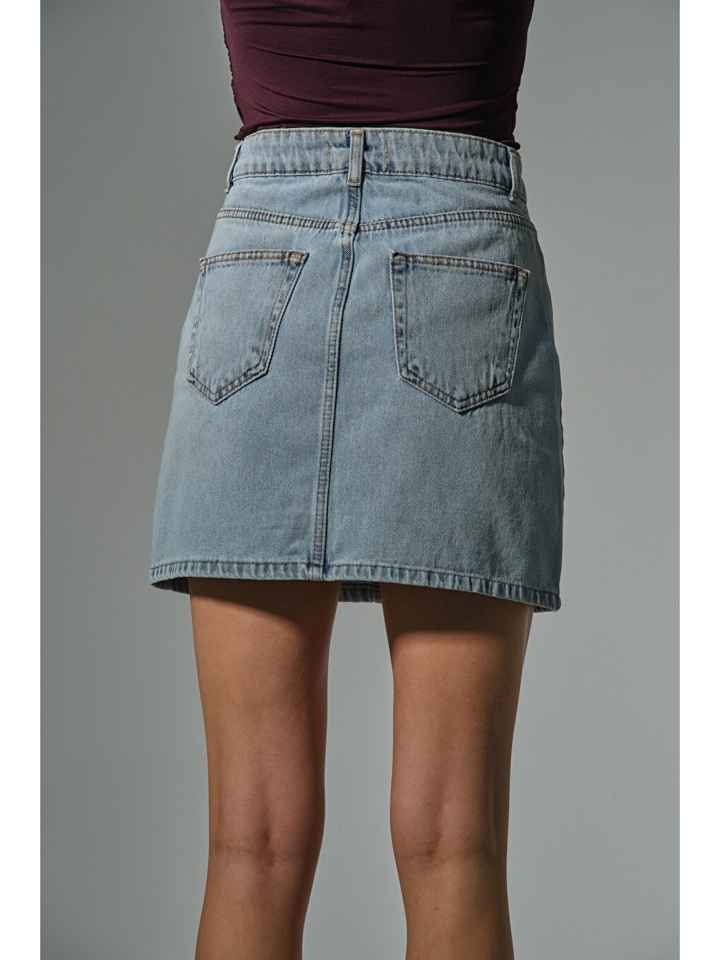 Beyaz %100 Pamuk 5 cep denim Jean Kadın Jean mini etek @Latina-3