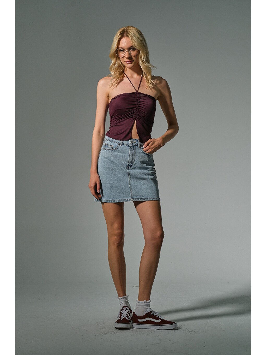 Beyaz %100 Pamuk 5 cep denim Jean Kadın Jean mini etek @Latina-5