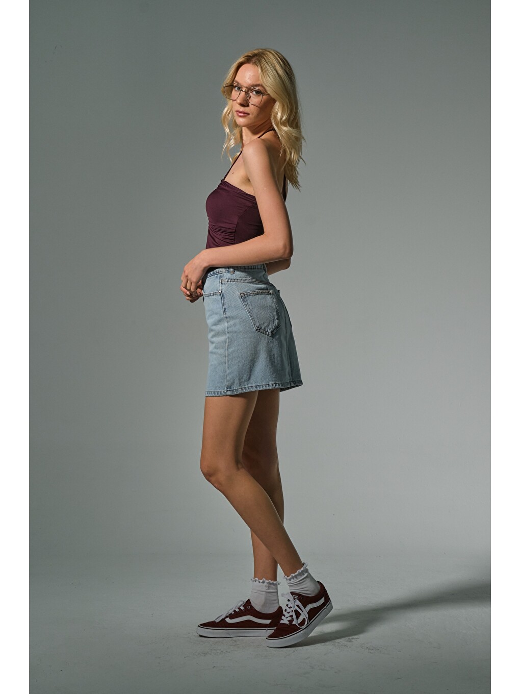 Beyaz %100 Pamuk 5 cep denim Jean Kadın Jean mini etek @Latina-6