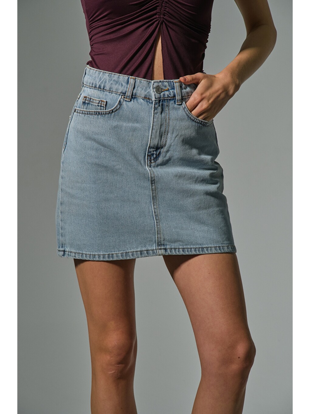 Beyaz %100 Pamuk 5 cep denim Jean Kadın Jean mini etek @Latina-7