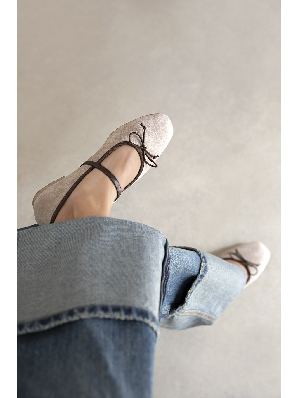 Maxy Kadın Fiyonk Detay Süet Babet Bej-1