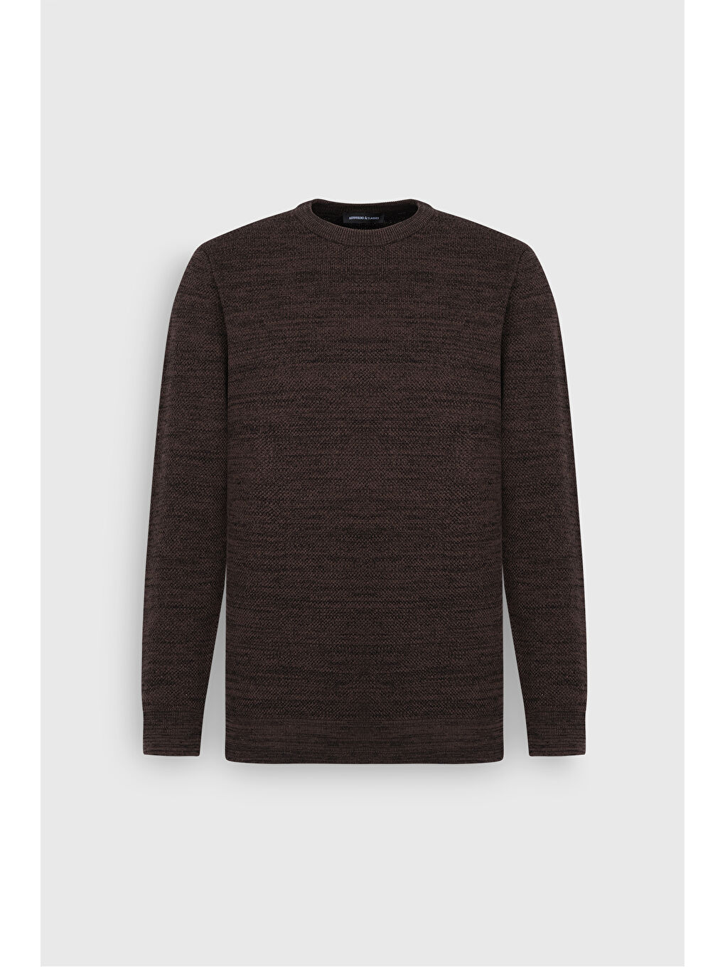 Kahverengi Erkek Kahve-Siyah Recycle Standart Fit Normal Kesim Bisiklet Yaka Pirinç Örgü Desenli Triko-6