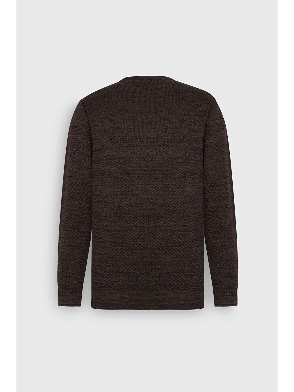 Kahverengi Erkek Kahve-Siyah Recycle Standart Fit Normal Kesim Bisiklet Yaka Pirinç Örgü Desenli Triko-9