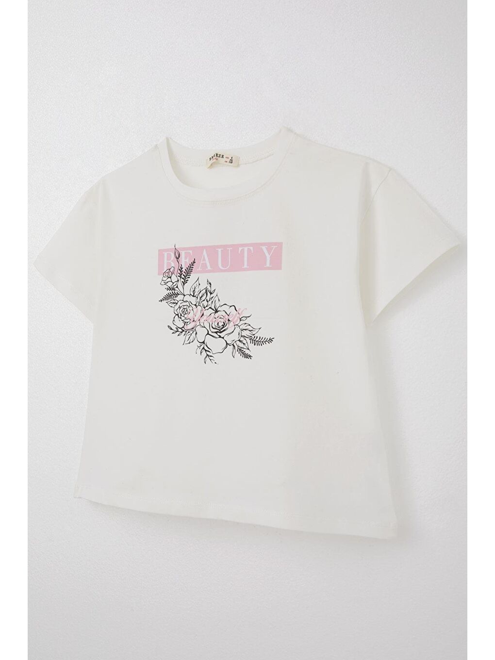 Kız Çocuk Tişört Çiçek Baskılı Ekru (8-14 Yaş)-2