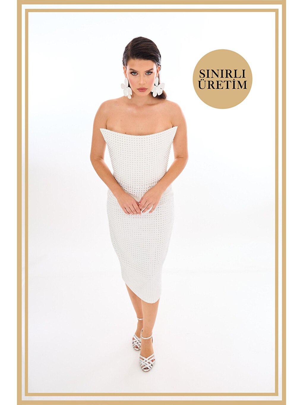 Limited Edition | Rosalinda Beyaz Midi Elbise-1