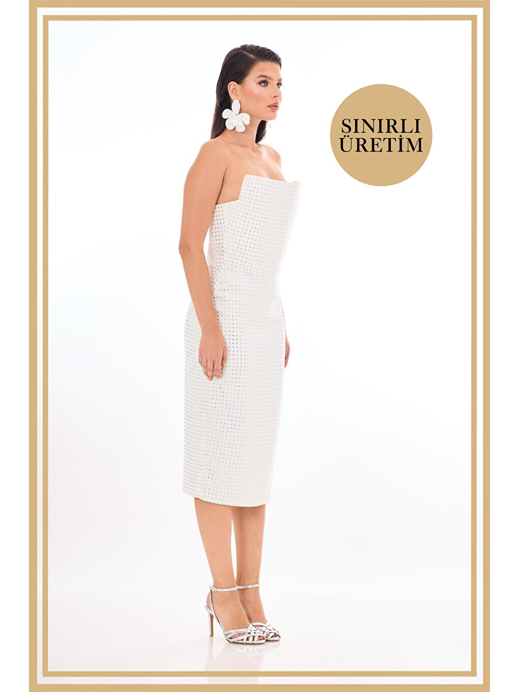 Limited Edition | Rosalinda Beyaz Midi Elbise-2