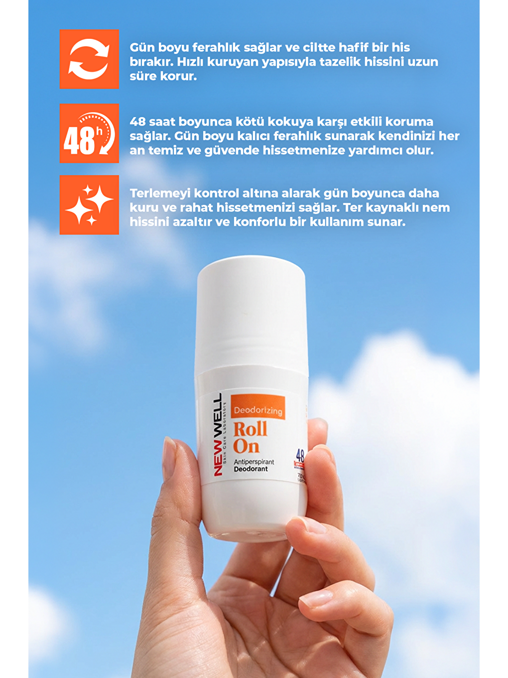 Deodorizing Roll On Terleme Önleyici Koltuk Altı Roll On (Turuncu) 75 ML-2