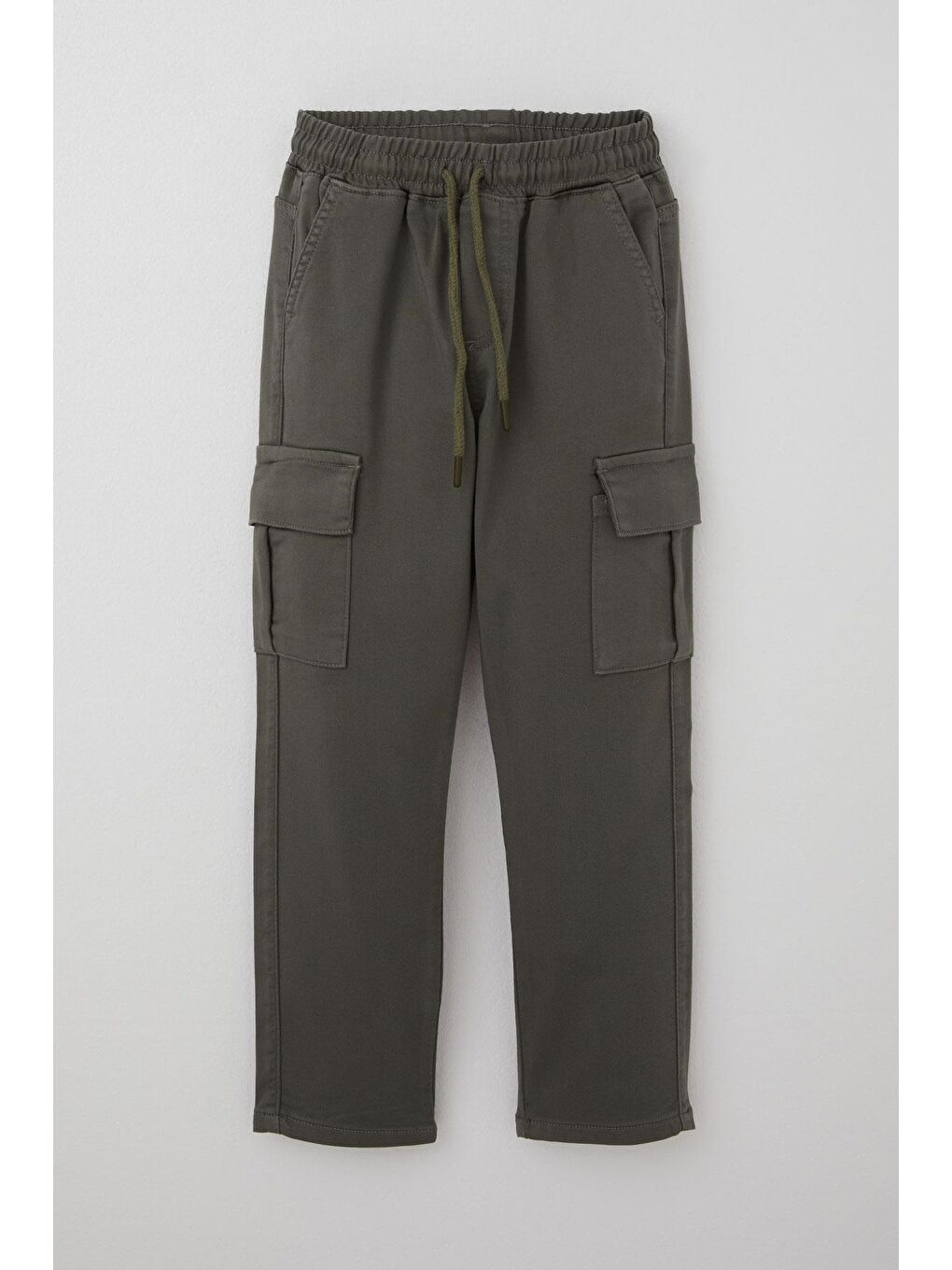 Erkek Çocuk Pantolon Kargo Cepli Beli Lastikli Haki Yeşil (6-10 Yaş)