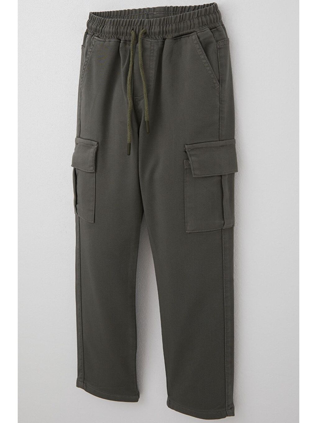 Erkek Çocuk Pantolon Kargo Cepli Beli Lastikli Haki Yeşil (6-10 Yaş)-2